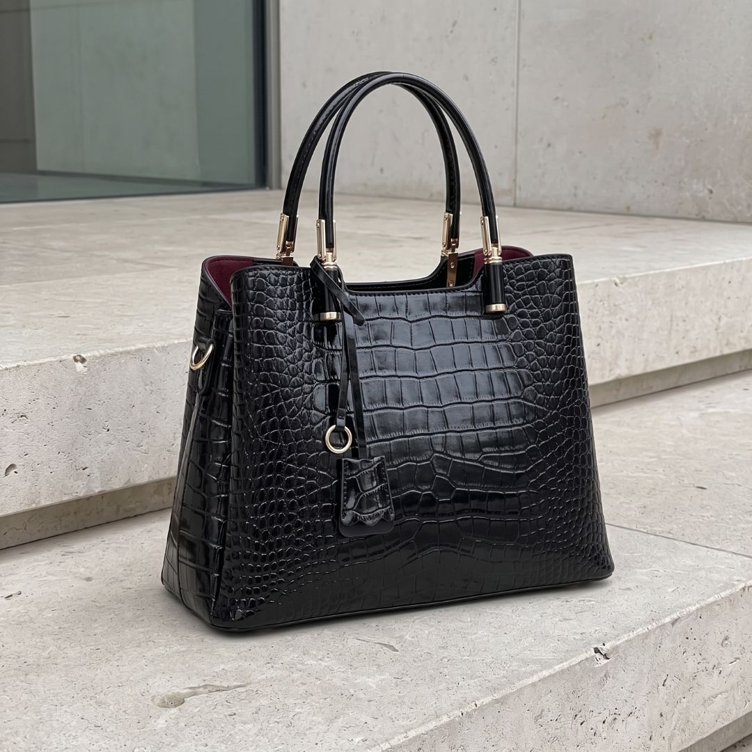 Farah Croc-Embossed Crossbody