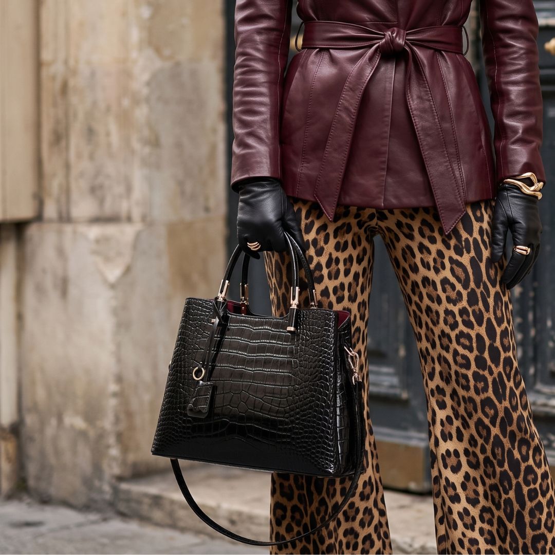 Farah Croc-Embossed Crossbody