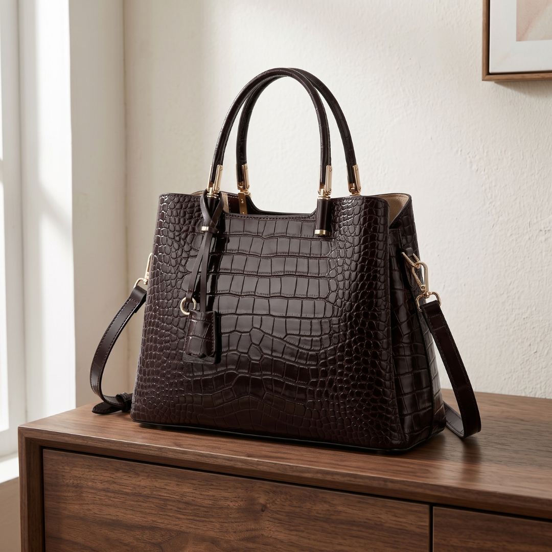 Farah Croc-Embossed Crossbody