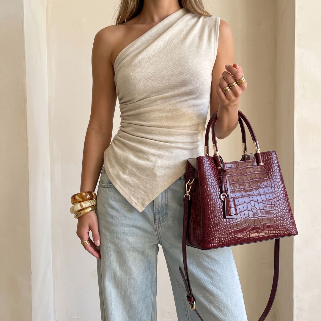 Farah Croc-Embossed Crossbody