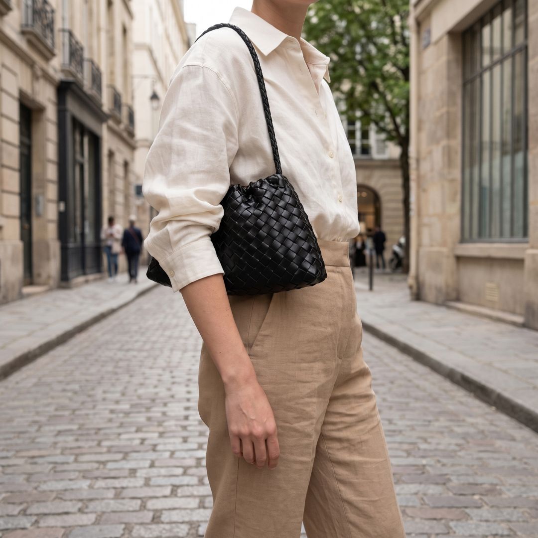 Tessa Woven Drawstring Shoulder Bag